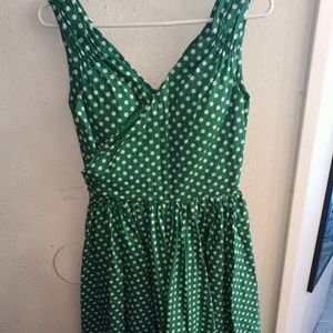 Green &White Polka Dotted Dress